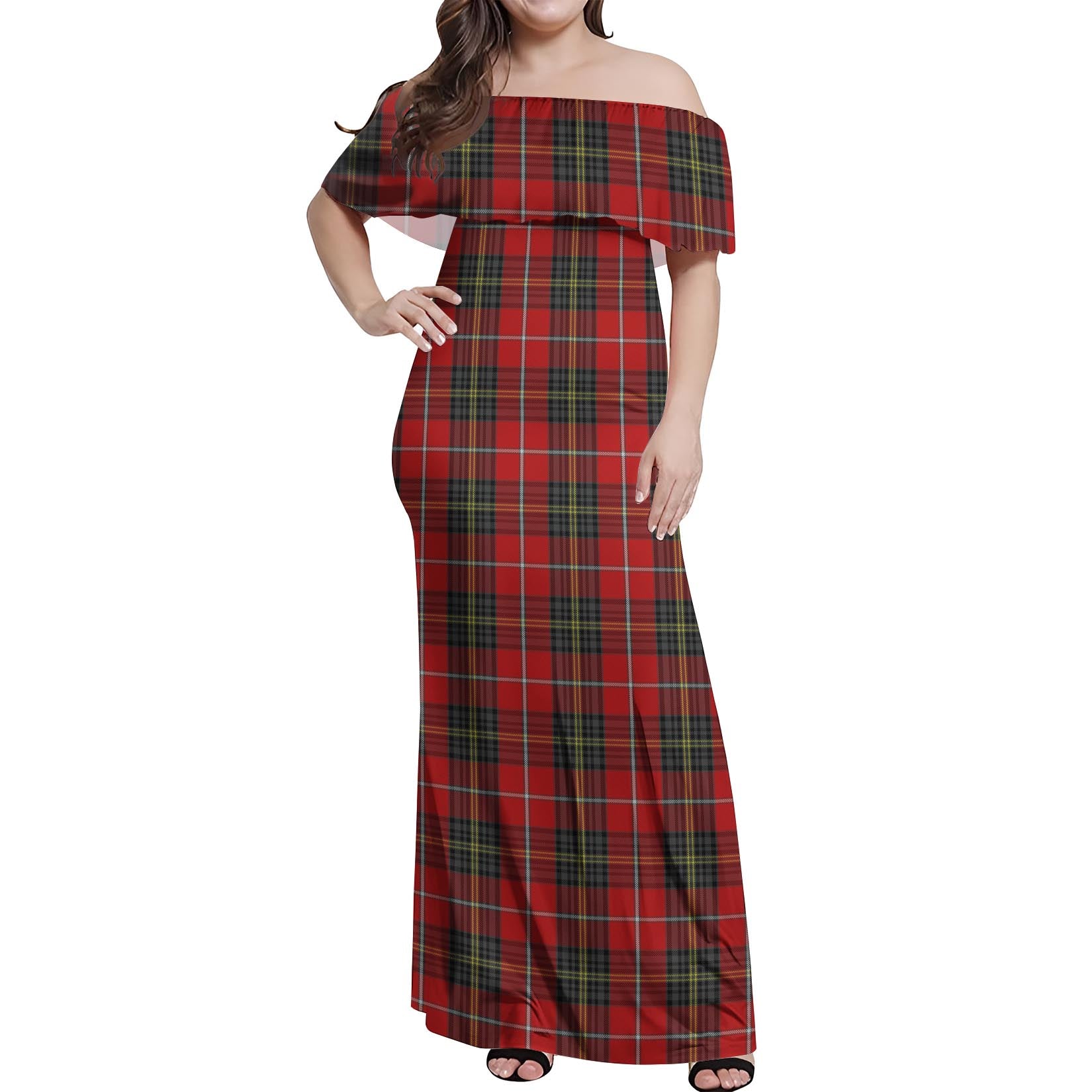 Orr Tartan Off Shoulder Long Dress Women's Dress - Tartan Vibes Clothing