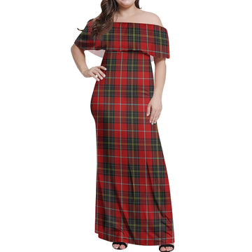 Orr Tartan Off Shoulder Long Dress Women's Dress - Tartan Vibes Clothing