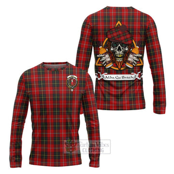 Orr Tartan Long Sleeve T-Shirt with Family Crest and Bearded Skull Holding Bottles of Whiskey Unisex - Tartan Vibes Clothing