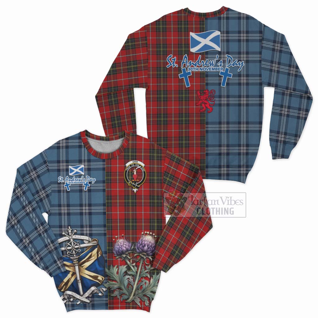 Orr Tartan Sweatshirt Happy St. Andrew's Day Half Tartan Style Unisex - Tartan Vibes Clothing