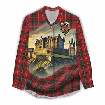 Orr Tartan Family Crest Women's Casual Shirt with Scottish Ancient Castle Style Female - Tartan Vibes Clothing