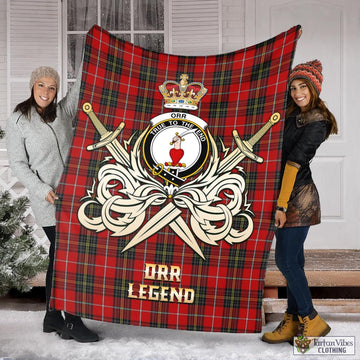 Orr Tartan Blanket with Clan Crest and the Golden Sword of Courageous Legacy X-Large 59 x 79 inches 150 x 200 cm - Tartan Vibes Clothing