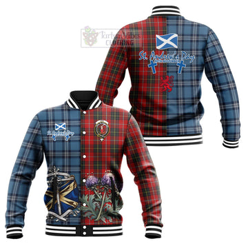 Orr Tartan Baseball Jacket Happy St. Andrew's Day Half Tartan Style Unisex - Tartan Vibes Clothing