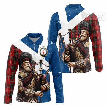Orr Tartan Long Sleeve Polo Shirt with Family Crest Scottish Bagpiper Vibes Unisex - Tartan Vibes Clothing