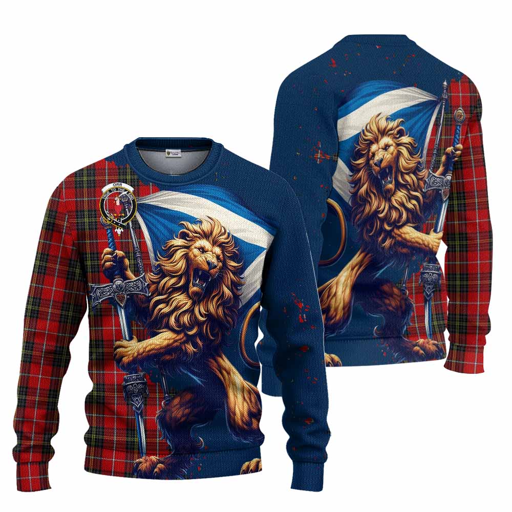 Orr Tartan Family Crest Knitted Sweater with Scottish Majestic Lion Unisex - Tartan Vibes Clothing