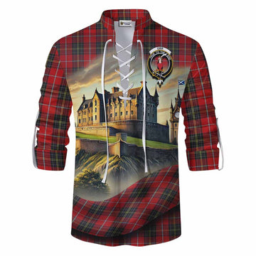 Orr Tartan Family Crest Ghillie Kilt Shirt with Scottish Ancient Castle Style Men - Tartan Vibes Clothing