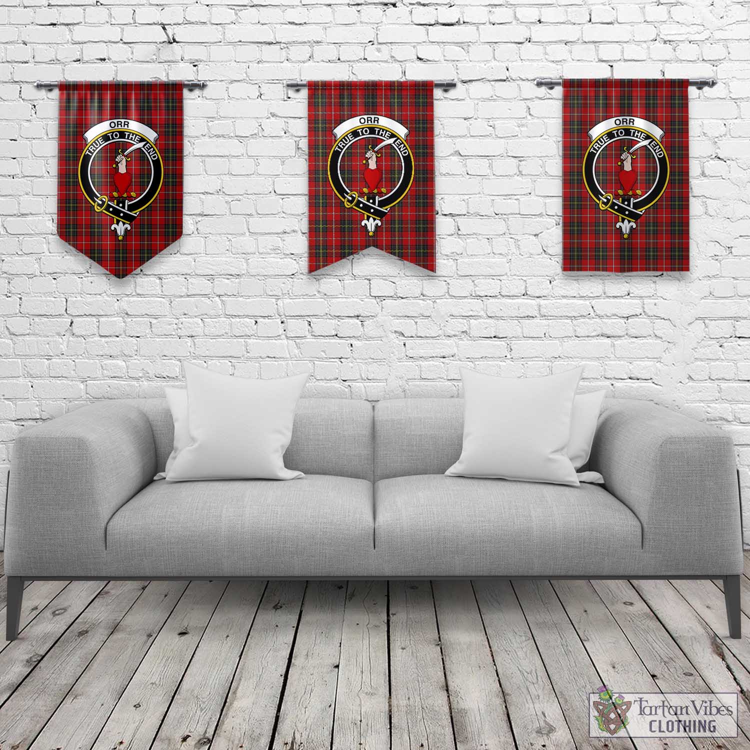Orr Tartan Gonfalon, Tartan Banner with Family Crest Rectangle - Tartan Vibes Clothing