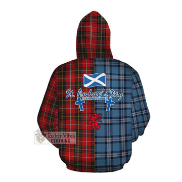 Orr Tartan Cotton Hoodie Happy St. Andrew's Day Half Tartan Style Pullover Hoodie - Tartan Vibes Clothing