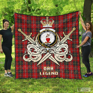 Orr Tartan Quilt with Clan Crest and the Golden Sword of Courageous Legacy