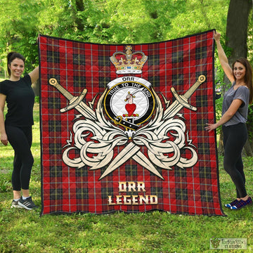 Orr Tartan Quilt with Clan Crest and the Golden Sword of Courageous Legacy - Tartan Vibes Clothing