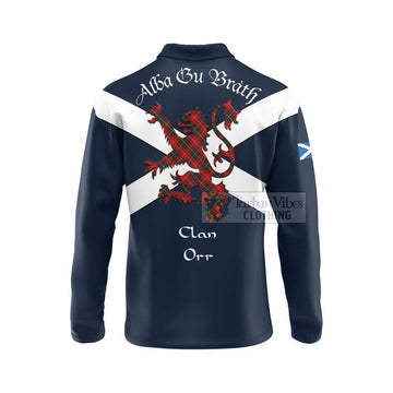 Orr Tartan Lion Rampant Long Sleeve Polo Shirt Proudly Display Your Heritage with Alba Gu Brath and Clan Name - Tartan Vibes Clothing