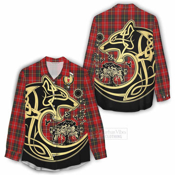 Orr Tartan Women's Casual Shirt with Family Crest Celtic Wolf Style - Tartan Vibes Clothing