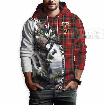 Orr Tartan Hoodie with Family Crest and St. Andrew's Cross Accented by Thistle Vines - Tartan Vibes Clothing