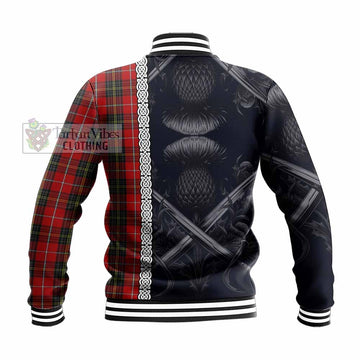 Orr Tartan Baseball Jacket with Family Crest Cross Sword Thistle Celtic Vibes - Tartan Vibes Clothing