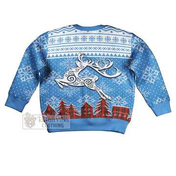 Orr Clan Christmas Kid Ugly Sweater with Tartan and Celtic Reindeer Style - Tartan Vibes Clothing