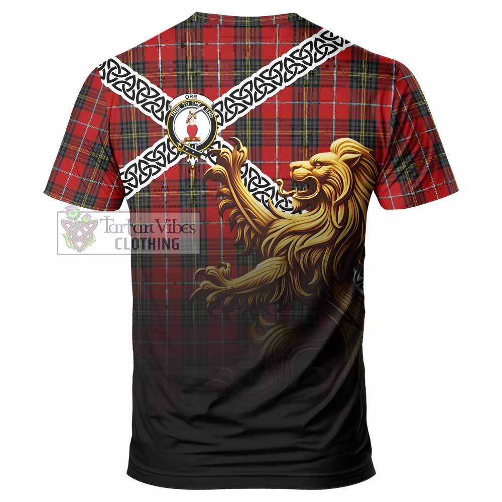 Orr Crest Tartan T-Shirt with Golden Lion Emblem Celtic Style - Tartan Vibes Clothing