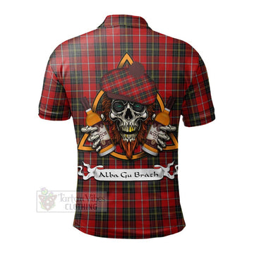 Orr Tartan Polo Shirt with Family Crest and Bearded Skull Holding Bottles of Whiskey - Tartan Vibes Clothing