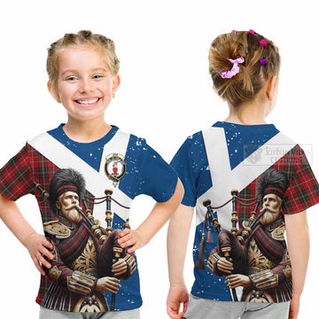 Orr Tartan Kid T-Shirt with Family Crest Scottish Bagpiper Vibes - Tartan Vibes Clothing