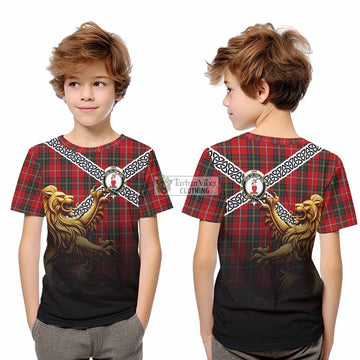 Orr Crest Tartan Kid T-Shirt with Golden Lion Emblem Celtic Style - Tartan Vibes Clothing
