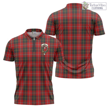 Orr Tartan Zipper Polo Shirt with Family Crest - Tartan Vibes Clothing