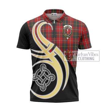Orr Tartan Zipper Polo Shirt with Family Crest and Celtic Symbol Style - Tartan Vibes Clothing