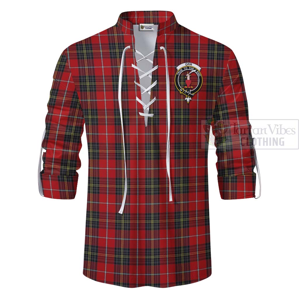 Orr Tartan Ghillie Kilt Shirt with Family Crest Celtic Skull Style - Tartan Vibes Clothing