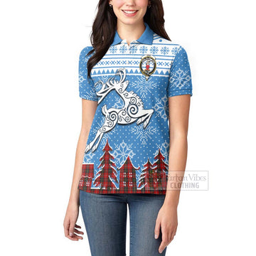 Orr Clan Christmas Women's Polo Shirt Celtic Reindeer Style - Tartan Vibes Clothing