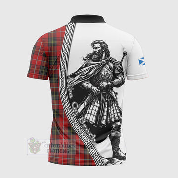 Orr Tartan Clan Crest Zipper Polo Shirt with Highlander Warrior Celtic Style - Tartan Vibes Clothing