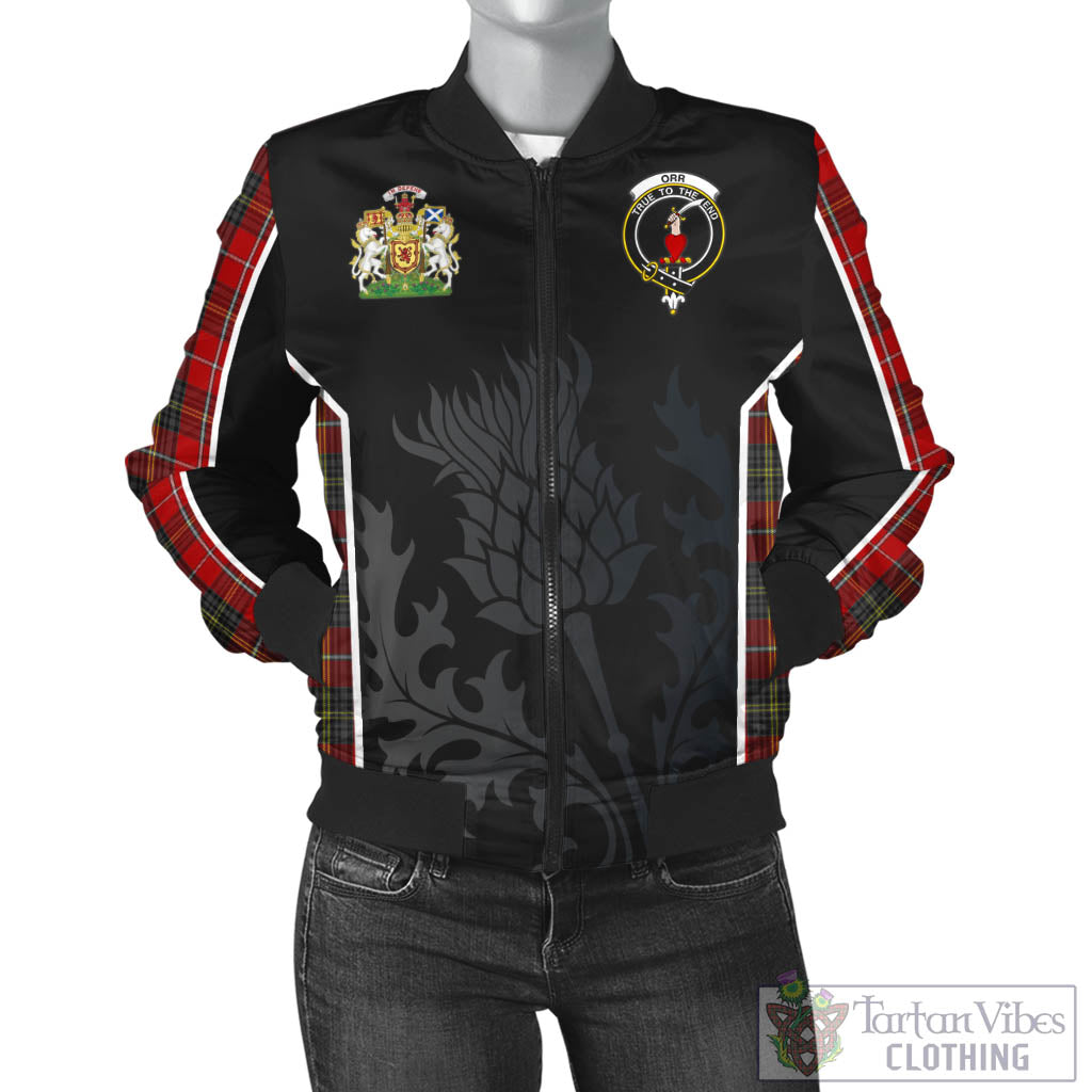Orr Tartan Bomber Jacket with Family Crest and Scottish Thistle Vibes Sport Style - Tartan Vibes Clothing