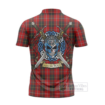 Orr Tartan Zipper Polo Shirt with Family Crest Celtic Skull Style - Tartan Vibes Clothing