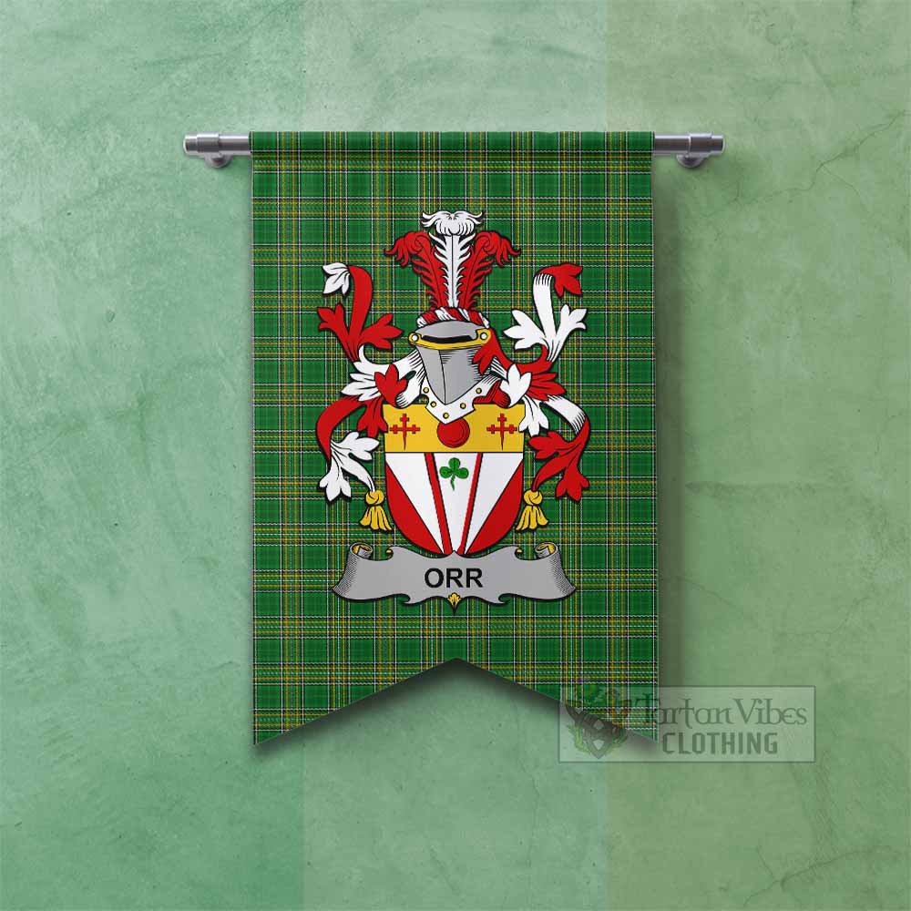 Orr Irish Clan Tartan Gonfalon, Tartan Banner with Coat of Arms Fishtail - Tartan Vibes Clothing