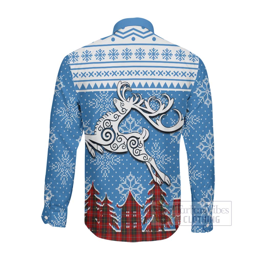 Orr Clan Christmas Long Sleeve Button Shirt Celtic Reindeer Style Men's Shirt - Tartan Vibes Clothing