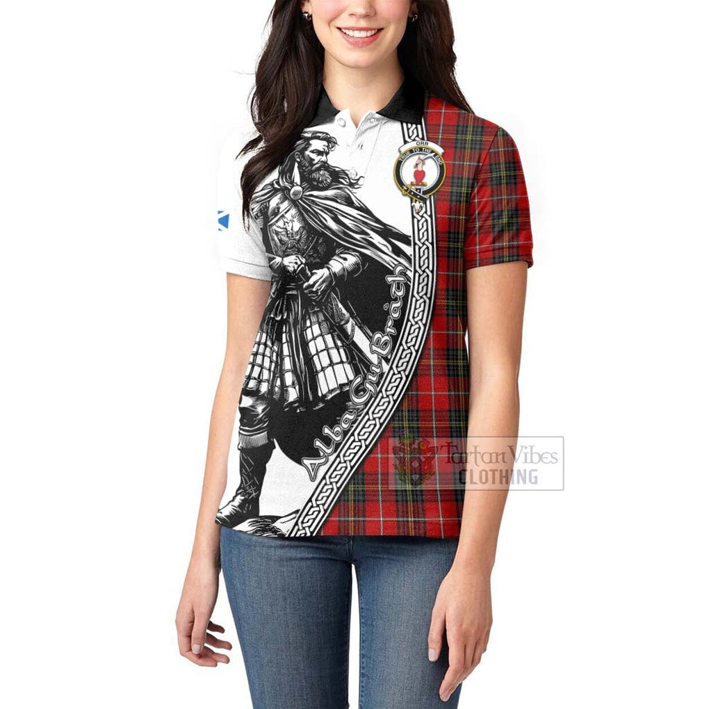 Orr Tartan Clan Crest Women's Polo Shirt with Highlander Warrior Celtic Style - Tartan Vibes Clothing