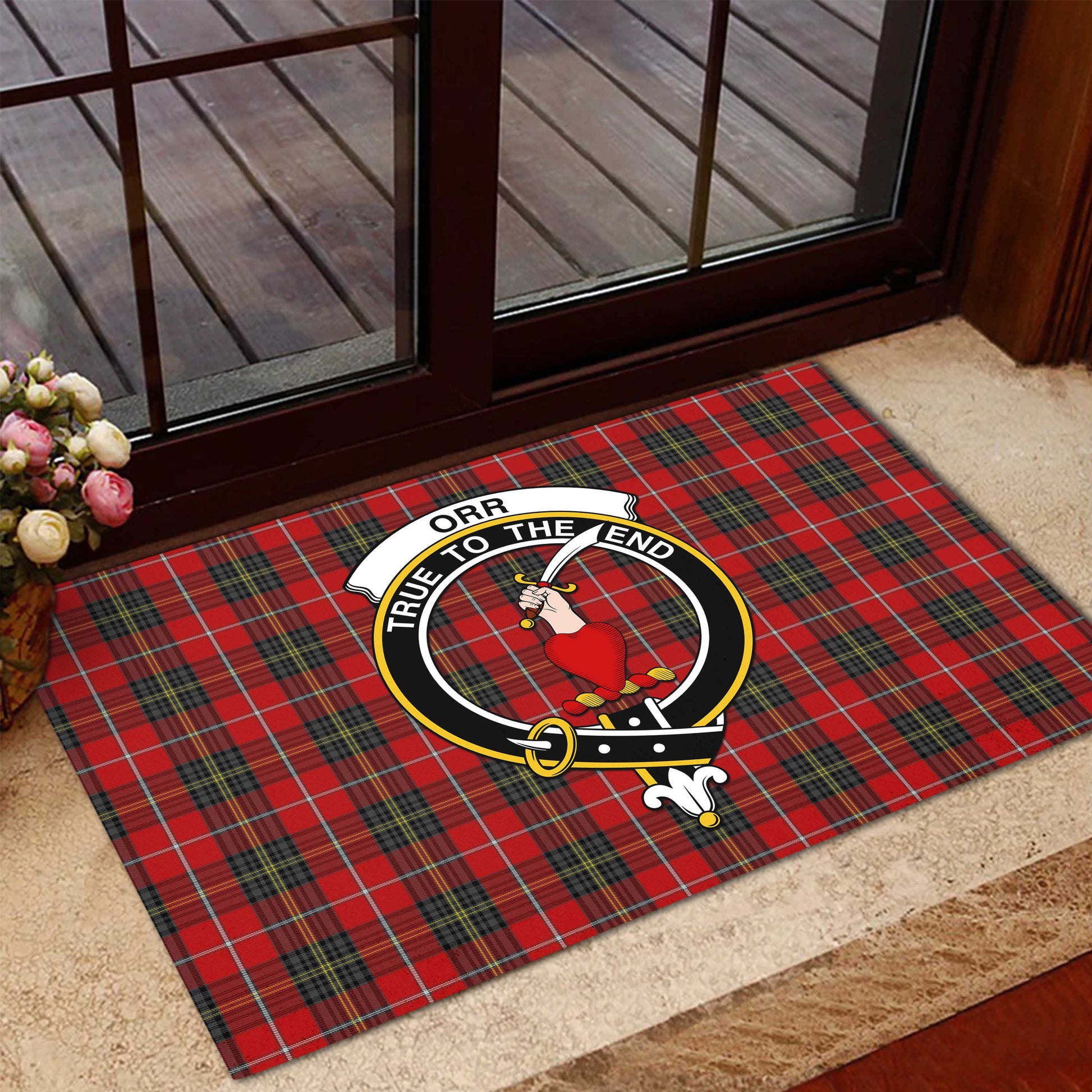 Orr Tartan Rubber Doormat with Family Crest - Tartan Vibes Clothing