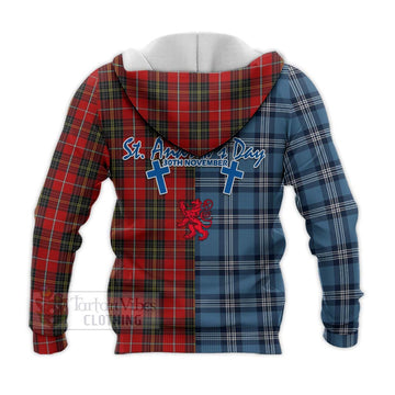 Orr Tartan Knitted Hoodie Happy St. Andrew's Day Half Tartan Style - Tartan Vibes Clothing