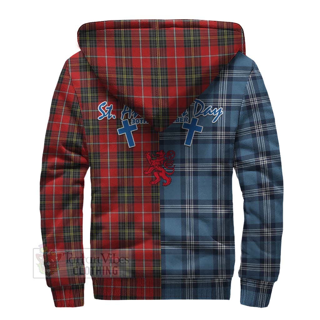 Orr Tartan Sherpa Hoodie Happy St. Andrew's Day Half Tartan Style - Tartan Vibes Clothing