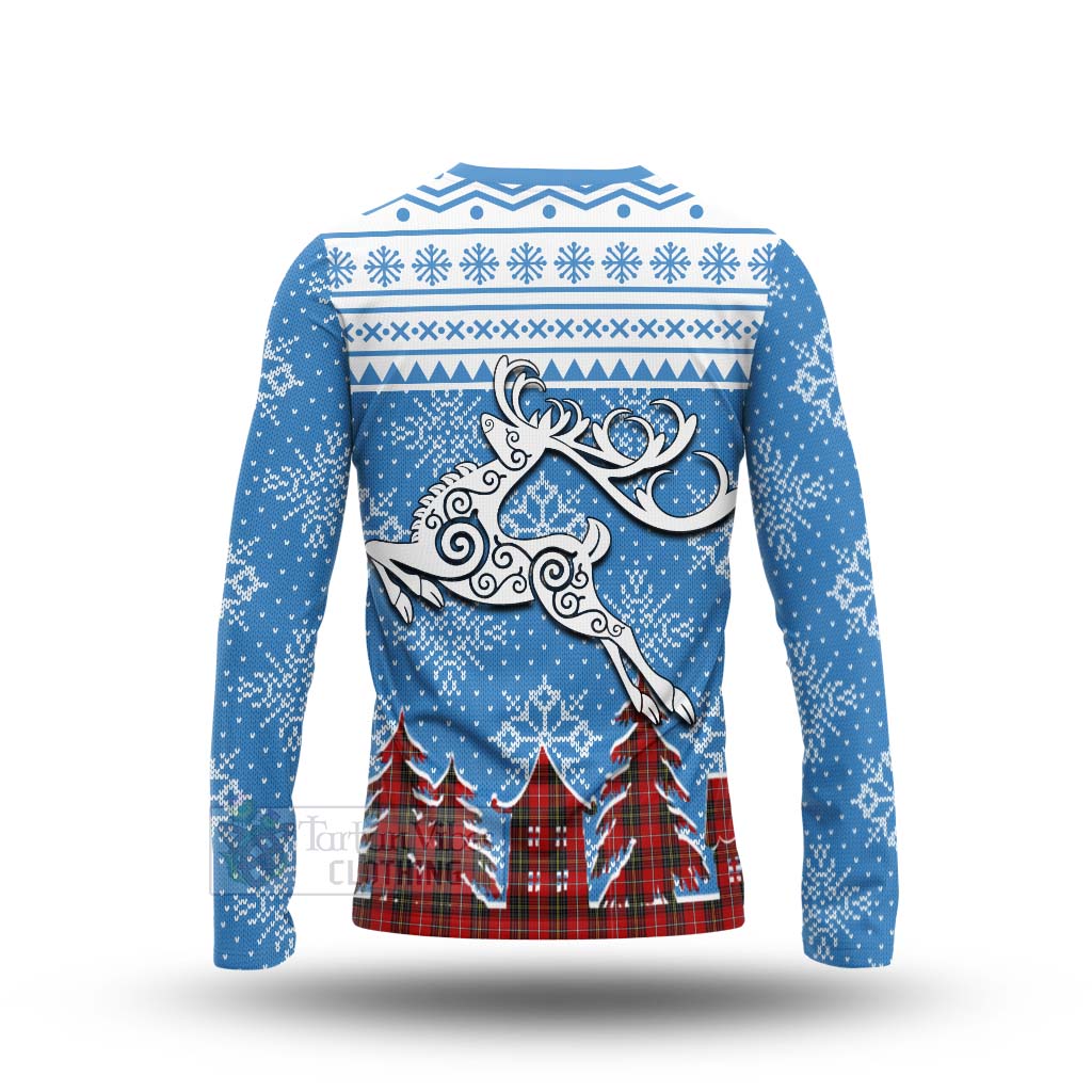 Orr Clan Christmas Long Sleeve T-Shirt Celtic Reindeer Style - Tartan Vibes Clothing