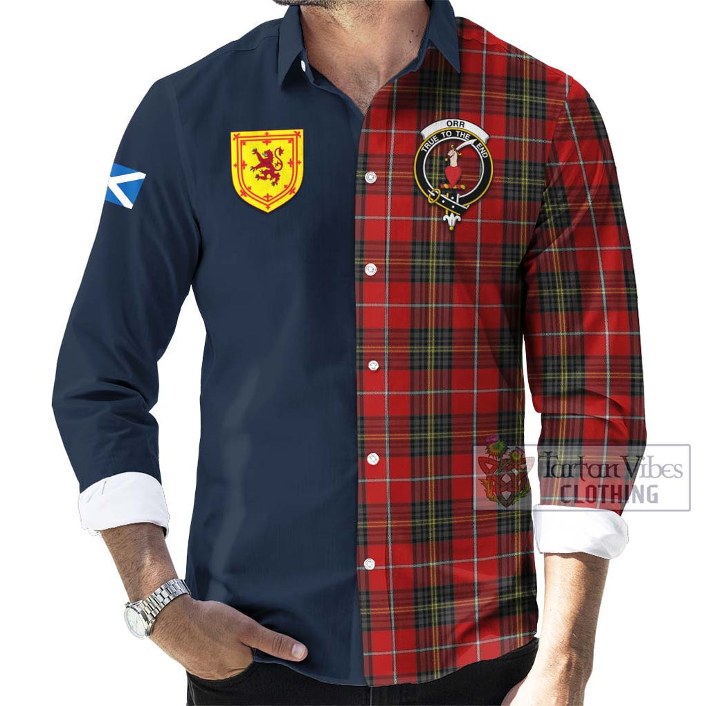 Orr Tartan Long Sleeve Button Shirt Alba with Scottish Lion Royal Arm Half Style Men's Shirt - Tartan Vibes Clothing