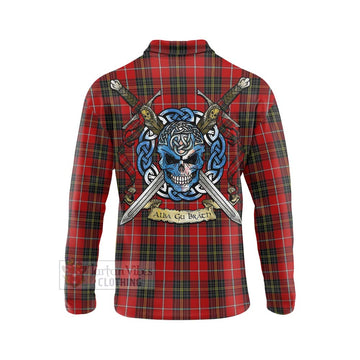 Orr Tartan Long Sleeve Polo Shirt with Family Crest Celtic Skull Style - Tartan Vibes Clothing