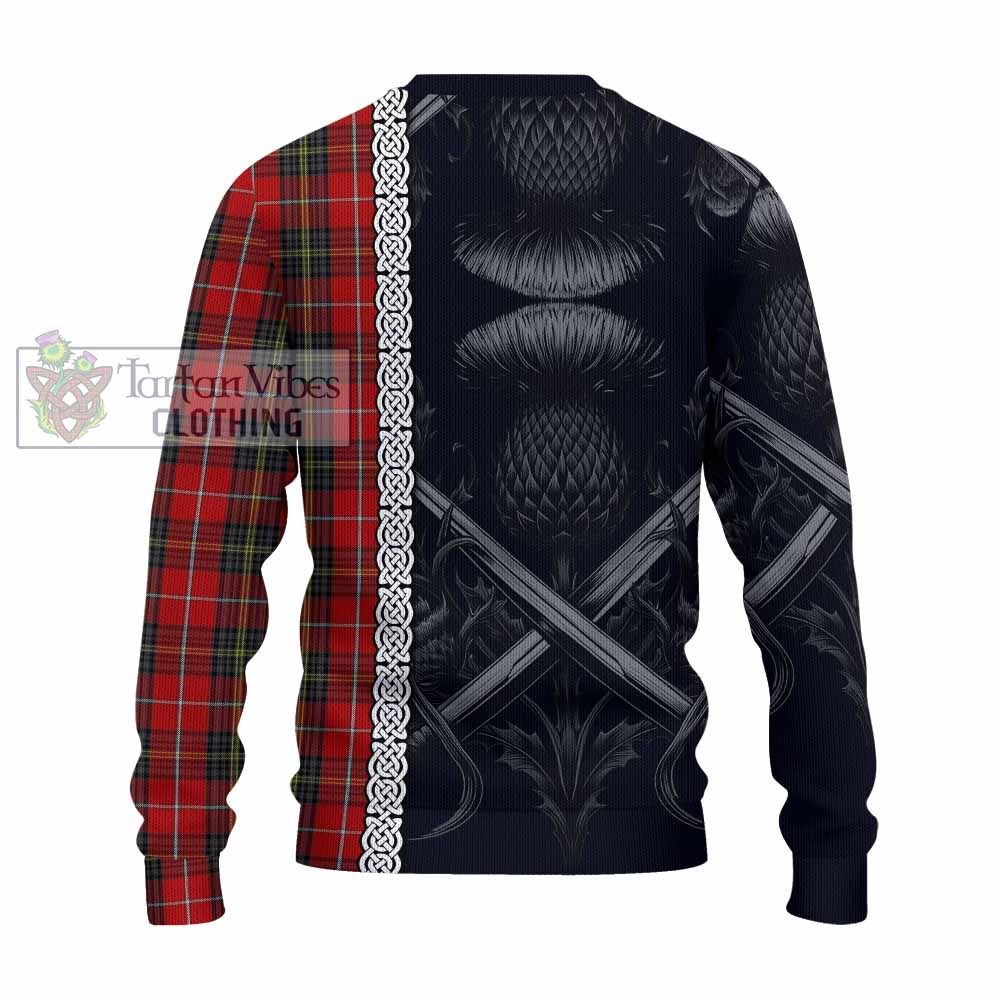 Orr Tartan Knitted Sweater with Family Crest Cross Sword Thistle Celtic Vibes - Tartan Vibes Clothing