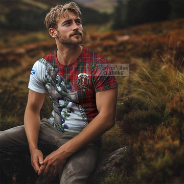 Orr Tartan T-Shirt with Family Crest and St. Andrew's Cross Accented by Thistle Vines - Tartan Vibes Clothing