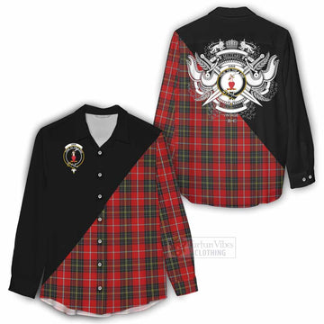 Orr Tartan Women's Casual Shirt with Family Crest and Military Logo Style - Tartan Vibes Clothing