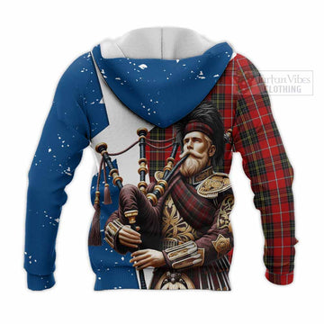 Orr Tartan Knitted Hoodie with Family Crest Scottish Bagpiper Vibes - Tartan Vibes Clothing