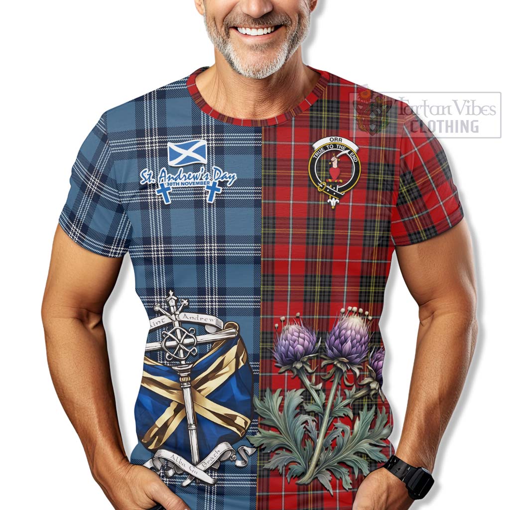 Orr Tartan T-Shirt Happy St. Andrew's Day Half Tartan Style - Tartan Vibes Clothing