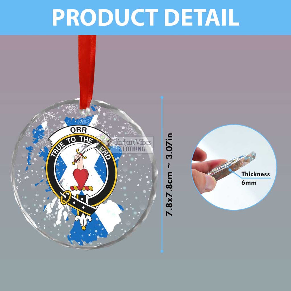 Orr Clan Crest Christmas Glass Ornament with Scotland Map - 2D-tartanvibesclothing