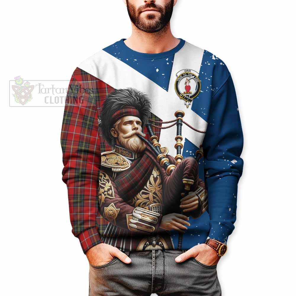 Orr Tartan Sweatshirt with Family Crest Scottish Bagpiper Vibes - Tartan Vibes Clothing