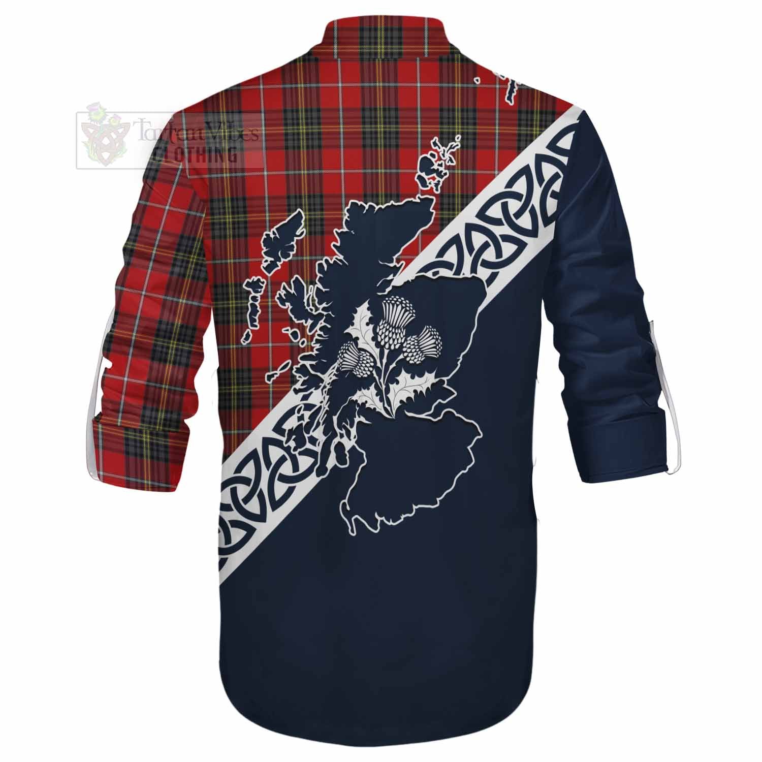 Orr Tartan Ghillie Kilt Shirt Featuring Thistle and Scotland Map - Tartan Vibes Clothing