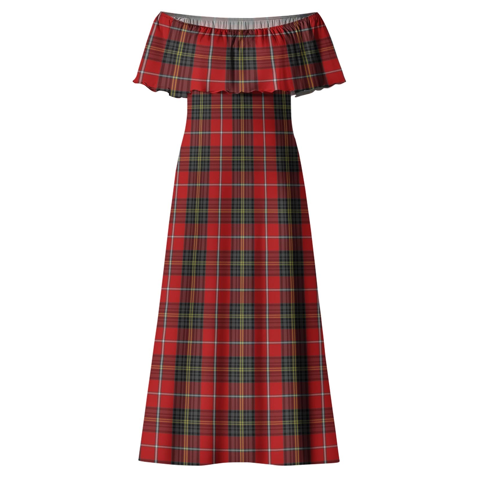 Orr Tartan Off Shoulder Long Dress - Tartan Vibes Clothing
