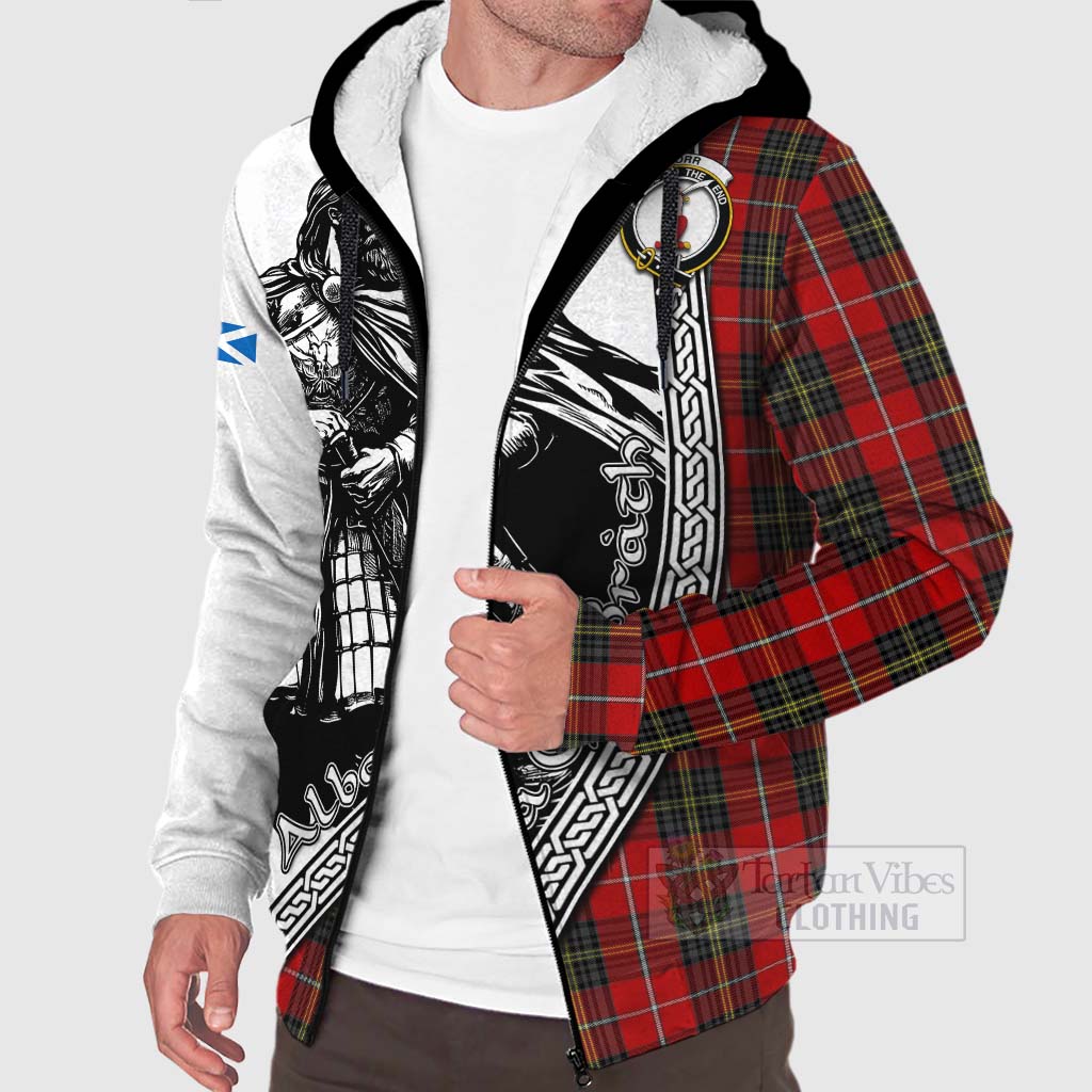 Orr Tartan Clan Crest Sherpa Hoodie with Highlander Warrior Celtic Style Unisex - Tartan Vibes Clothing