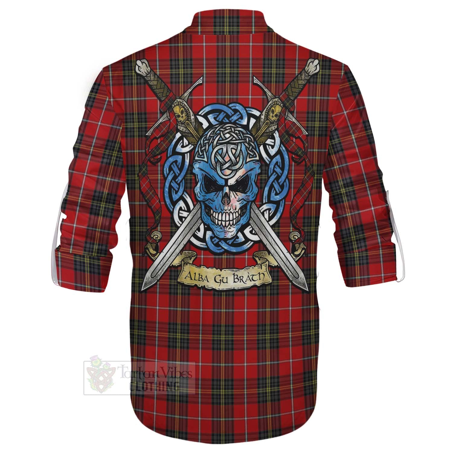 Orr Tartan Ghillie Kilt Shirt with Family Crest Celtic Skull Style - Tartan Vibes Clothing